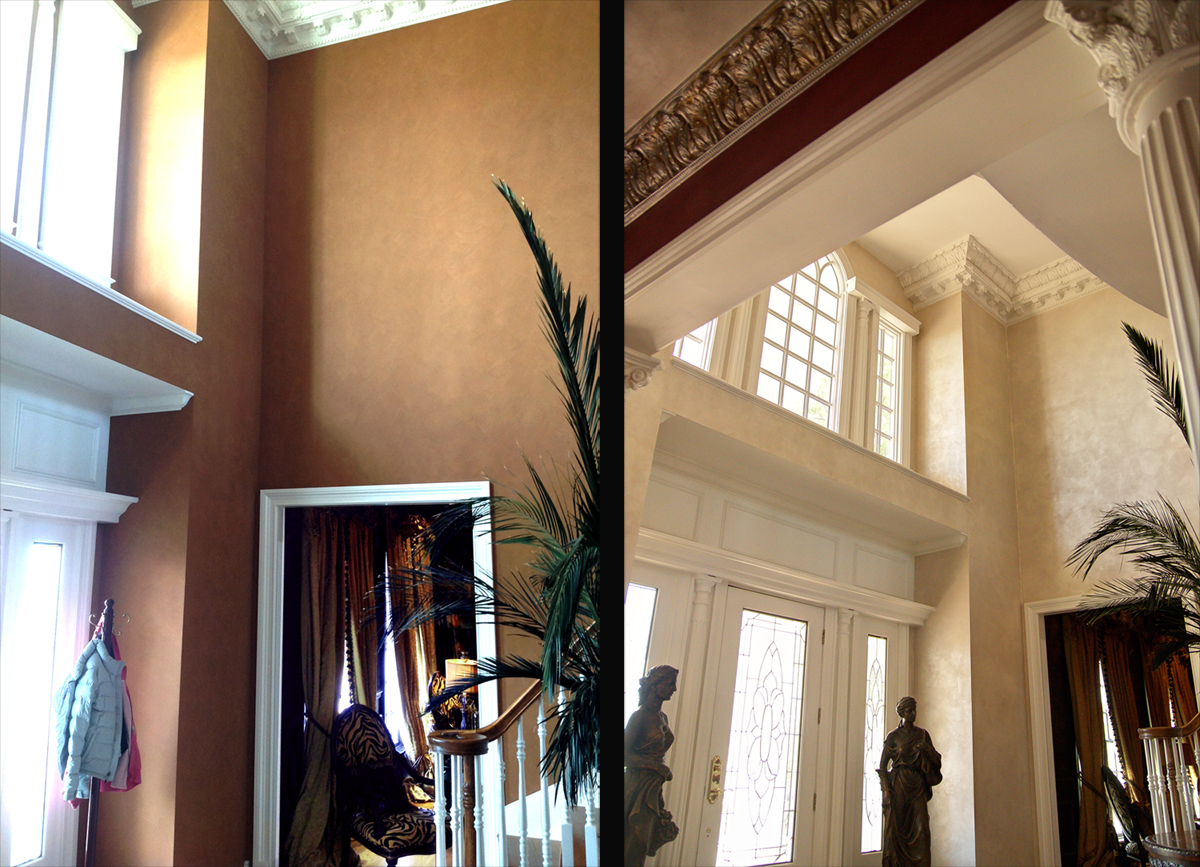 Before and After Queen Anne’s Lace Lusterstone Entrance Hall makeover.