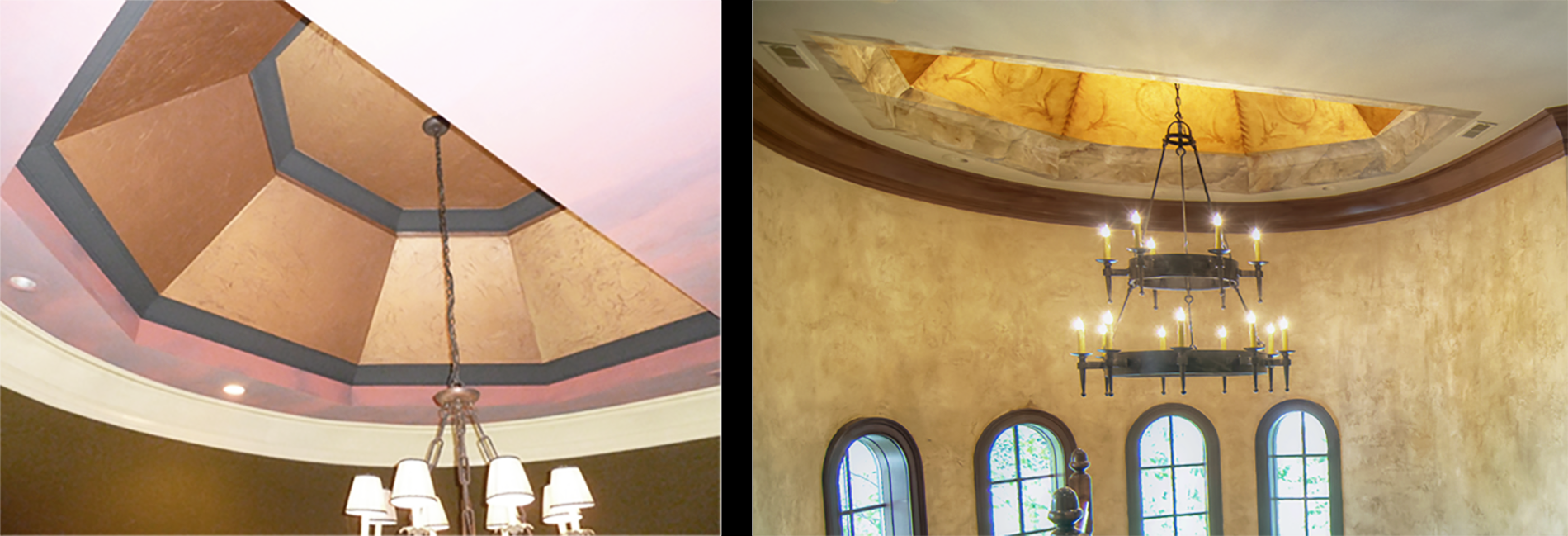 before and after metallic gold leaf dome design