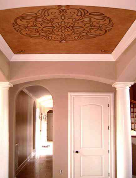 Stencil ceiling and wall designs.