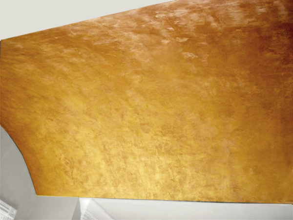 Gold Venetian burnished plaster ceiling design.